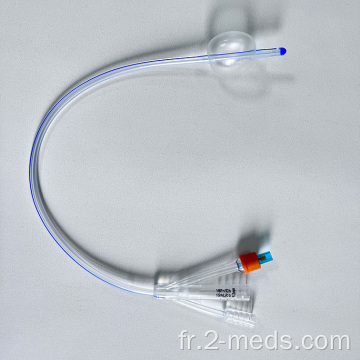 Cathéter stérile à 3 voies 100% en silicone foley